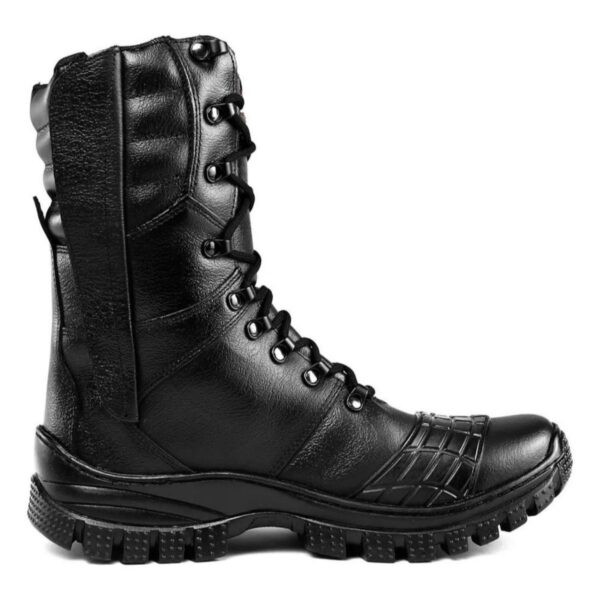 Coturno Militar Couro Palmilha Em Gel Preto 4092 PTO