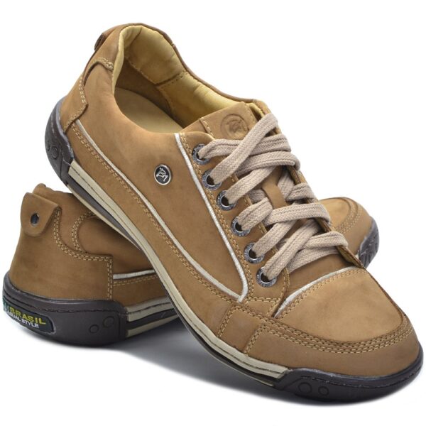 Sapato Masculino Couro Palmilha Gel Bm Brasil 114/01 Palha - Imagem 5
