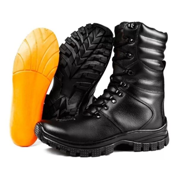 Coturno Militar Couro Palmilha Em Gel Preto 4092 PTO - Imagem 2