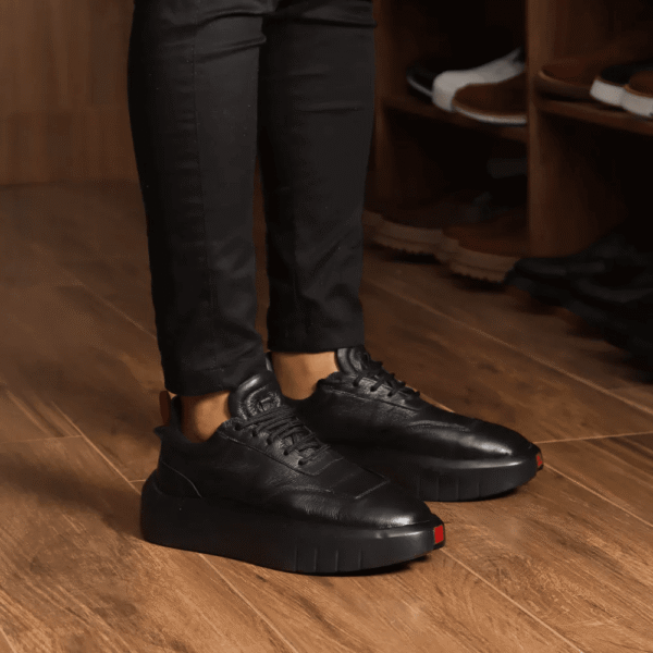 Sapato Casual Masculino Tênis Fly Couro Hongkong Sola Alta - Imagem 6