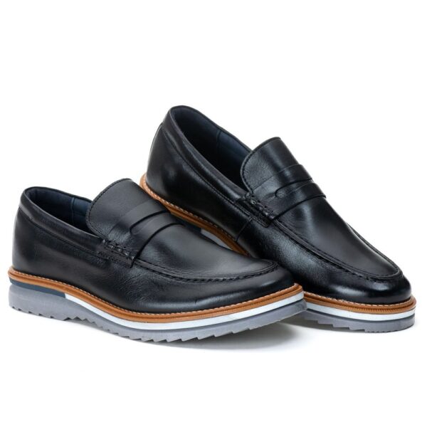 Sapato Casual Masculino Loafer Couro Maldivas Chumbo 2410 Preto - Imagem 2