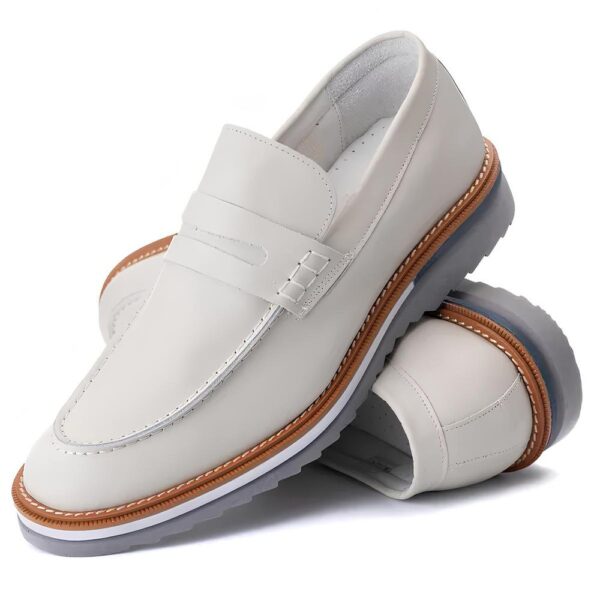 Sapato Casual Masculino Loafer Couro Maldivas Off-White 2410 Off-White - Imagem 3