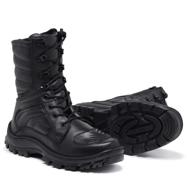 Coturno Bota Militar Couro Bovino Preto 500 Preto