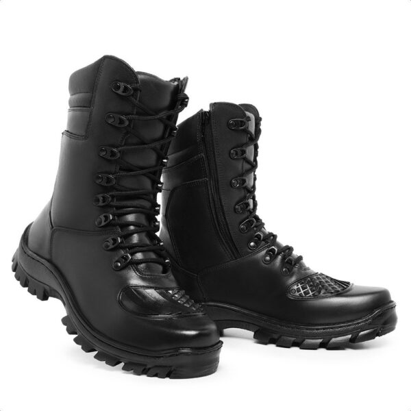 Coturno Militar Couro Bovino Bota Preto 502 Preto - Imagem 2