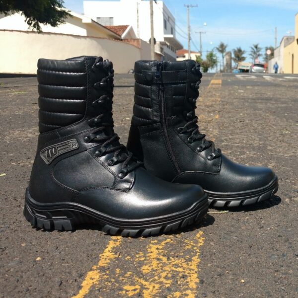 Bota Coturno Militar Attack Zíper Couro Palmilha Gel 5189 - Imagem 5