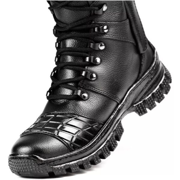 Coturno Militar Couro Palmilha Em Gel Preto 4092 PTO - Imagem 4