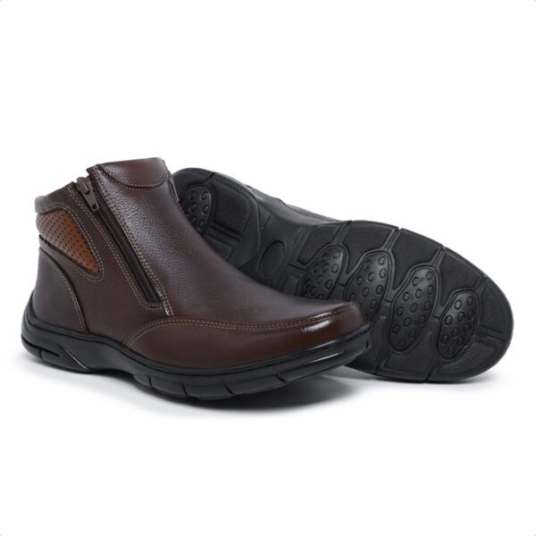 Botina Masculino Anti Stress Zíper Conforto Couro 714 - Imagem 2