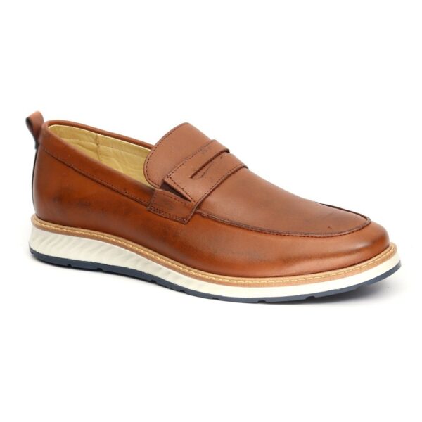 Sapato Casual Masculino Loafer Couro Comfort Castro 9001 Castor - Imagem 2