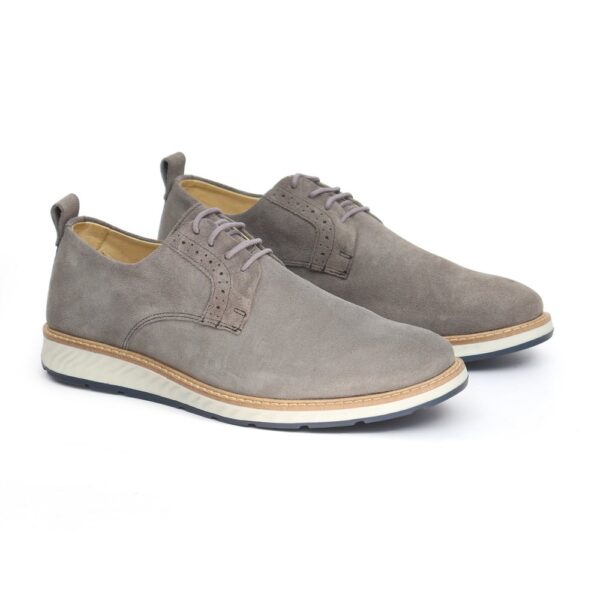 Sapato Casual Masculino Loafer Couro de Amarrar Cinza 9004 Cinza - Imagem 2