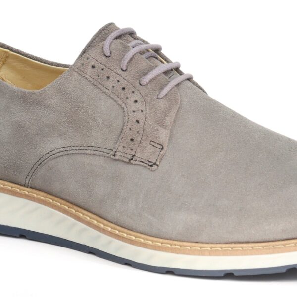 Sapato Casual Masculino Loafer Couro de Amarrar Cinza 9004 Cinza - Imagem 3