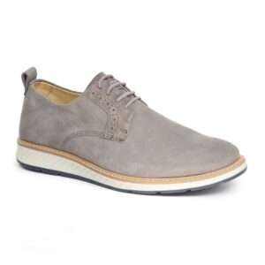 Sapato Casual Masculino Loafer Couro de Amarrar Cinza 9004 Cinza