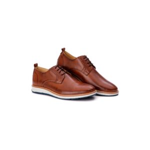 Sapato Casual Masculino Loafer Couro de Amarrar Castor 9004 Castor