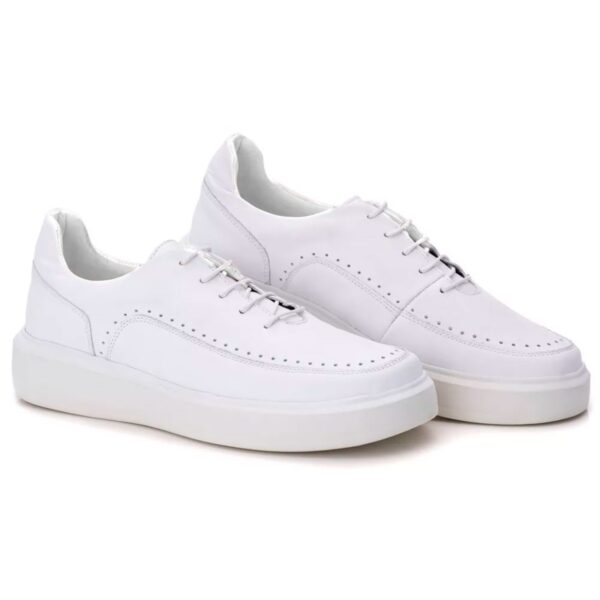 Sapato Casual Masculino Branco Em Couro de Amarrar  5500 - Imagem 4