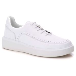Sapato Casual Masculino Branco Em Couro de Amarrar  5500