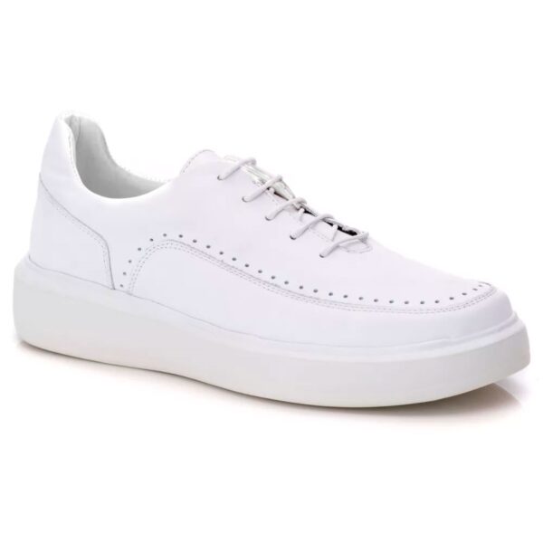 Sapato Casual Masculino Branco Em Couro de Amarrar  5500