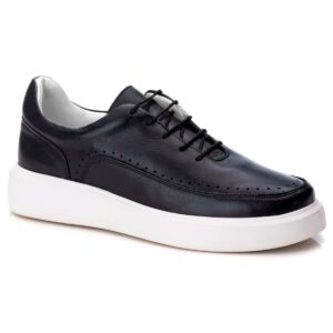Sapato Casual Masculino Preto Em Couro de Amarrar  5500