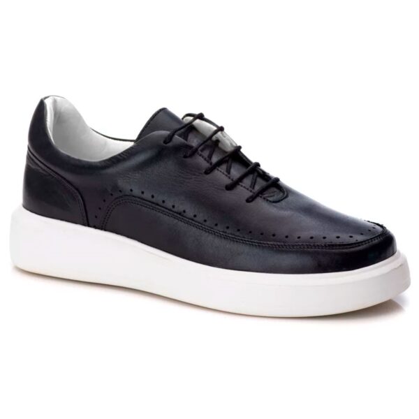 Sapato Casual Masculino Preto Em Couro de Amarrar  5500