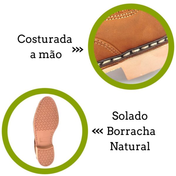 Botina Vira Francesa Feita a Mão Couro Nobuck 3012 Ameixa - Imagem 4