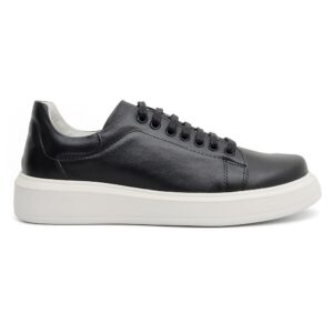 Sapato Casual Masculino Preto Em Couro de Amarrar 5505 Preto