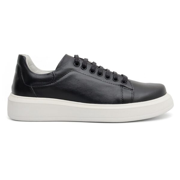 Sapato Casual Masculino Preto Em Couro de Amarrar 5505 Preto