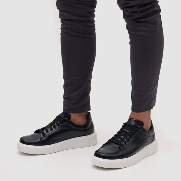Sapato Casual Masculino Preto Em Couro de Amarrar 5505 Preto - Imagem 4