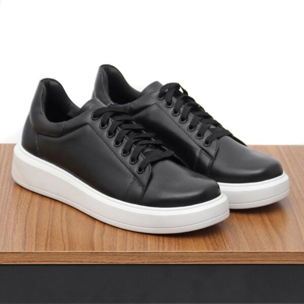 Sapato Casual Masculino Preto Em Couro de Amarrar 5505 Preto - Imagem 5