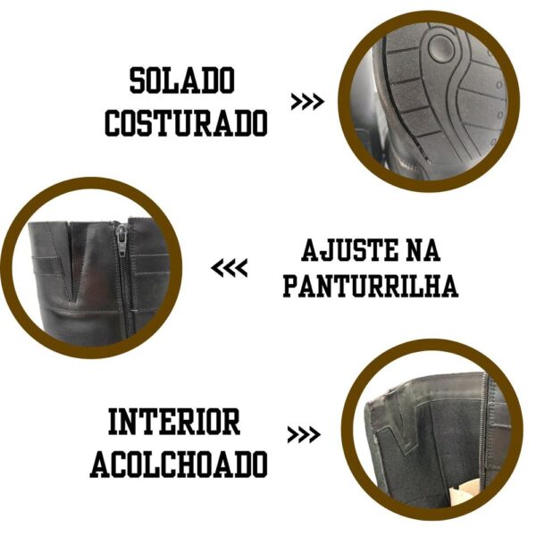 Bota Feminina Montaria Camel Cano Longo em Couro 137 Camel - Imagem 5