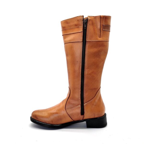 Bota Feminina Montaria Camel Cano Longo em Couro 137 Camel - Imagem 2