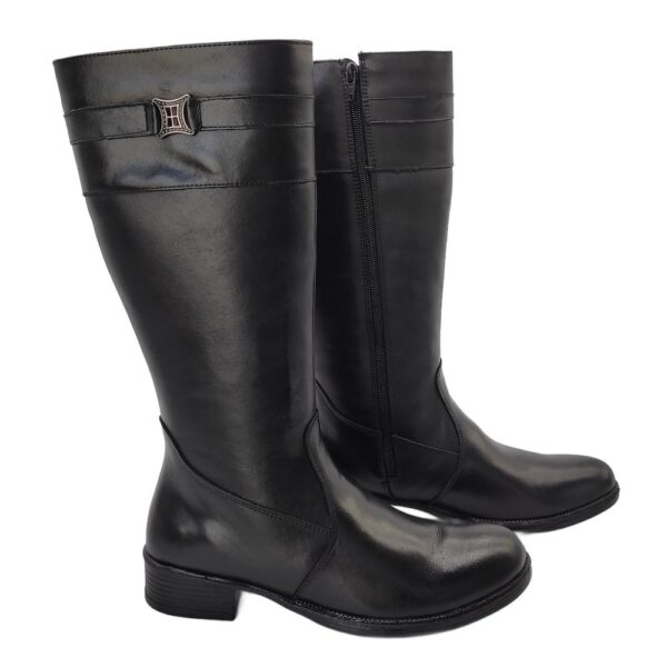 Bota Feminina Montaria Preto Cano Longo em Couro 137 Preto - Imagem 4
