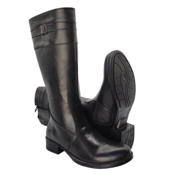 Bota Feminina Montaria Preto Cano Longo em Couro 137 Preto - Imagem 3
