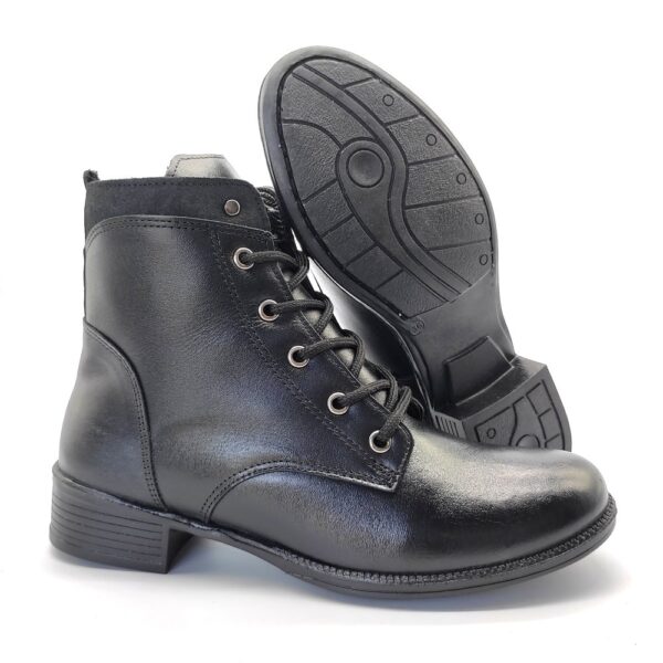 Bota Feminina Montaria Preto Cano Curto em Couro 156 Preto - Imagem 2